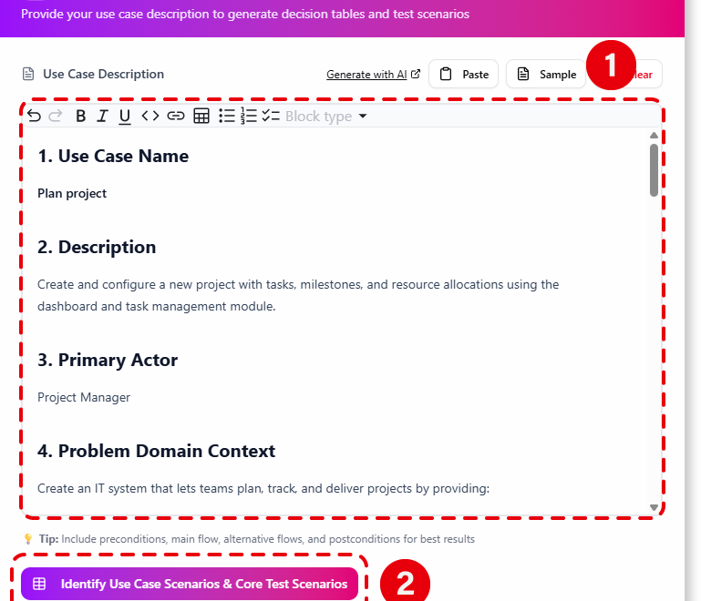 Tutorial completo: Uso del analizador de escenarios de casos de uso con inteligencia artificial para la generación de tablas de decisión