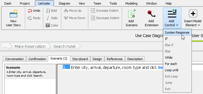 Add system response to scenario