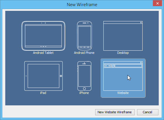 Select wireframe type