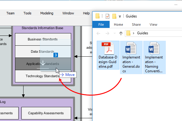 Dragging files into repository