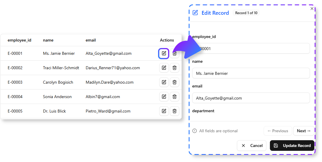 Edit the JSON as a table easily in the online tool.