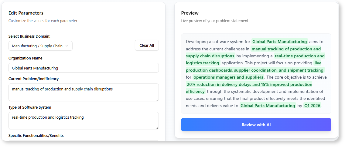 customize the problem description template
