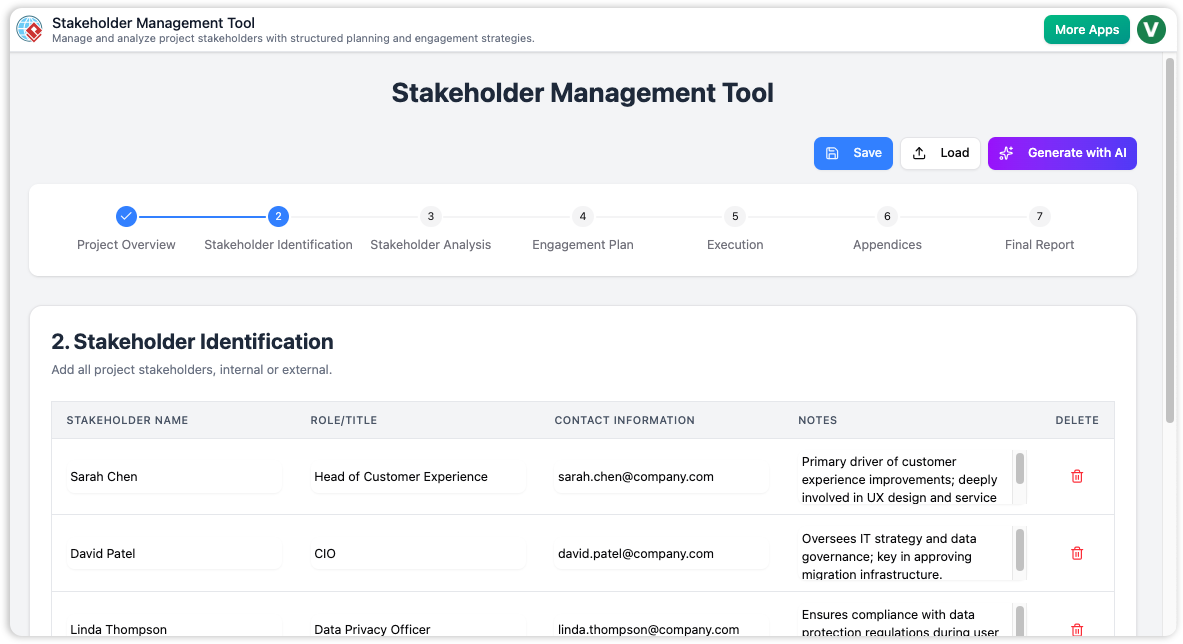 Stakeholder Management Tool