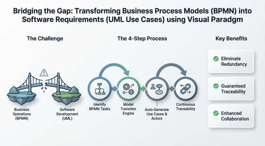 Bridging the Gap: Transforming Business Process Models (BPMN) into Actionable Software Requirements (Use Cases) Using Visual Paradigm