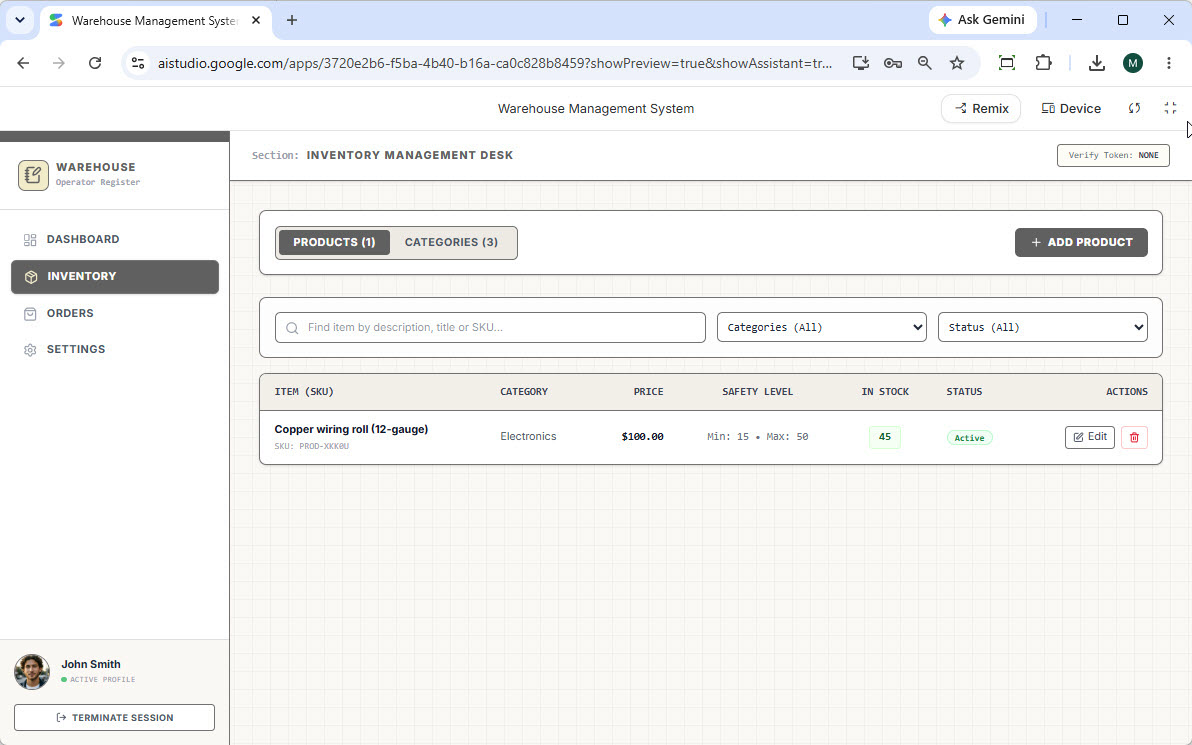 To add a new product in a warehouse management system