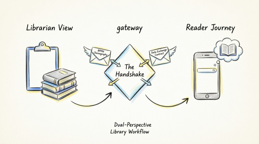Beyond the Flowchart: Decoding Library Workflows Through Dual-Perspective BPMN