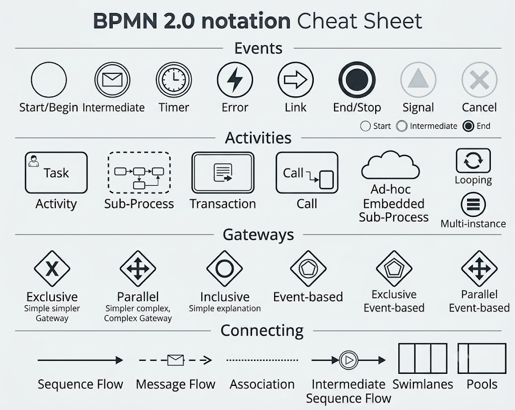 BPMN 2.0 Notation Cheat Sheet | Visual Paradigm BPMN