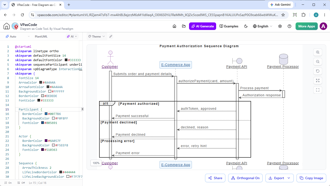 Editing a Sequence Diagram in VPasCode