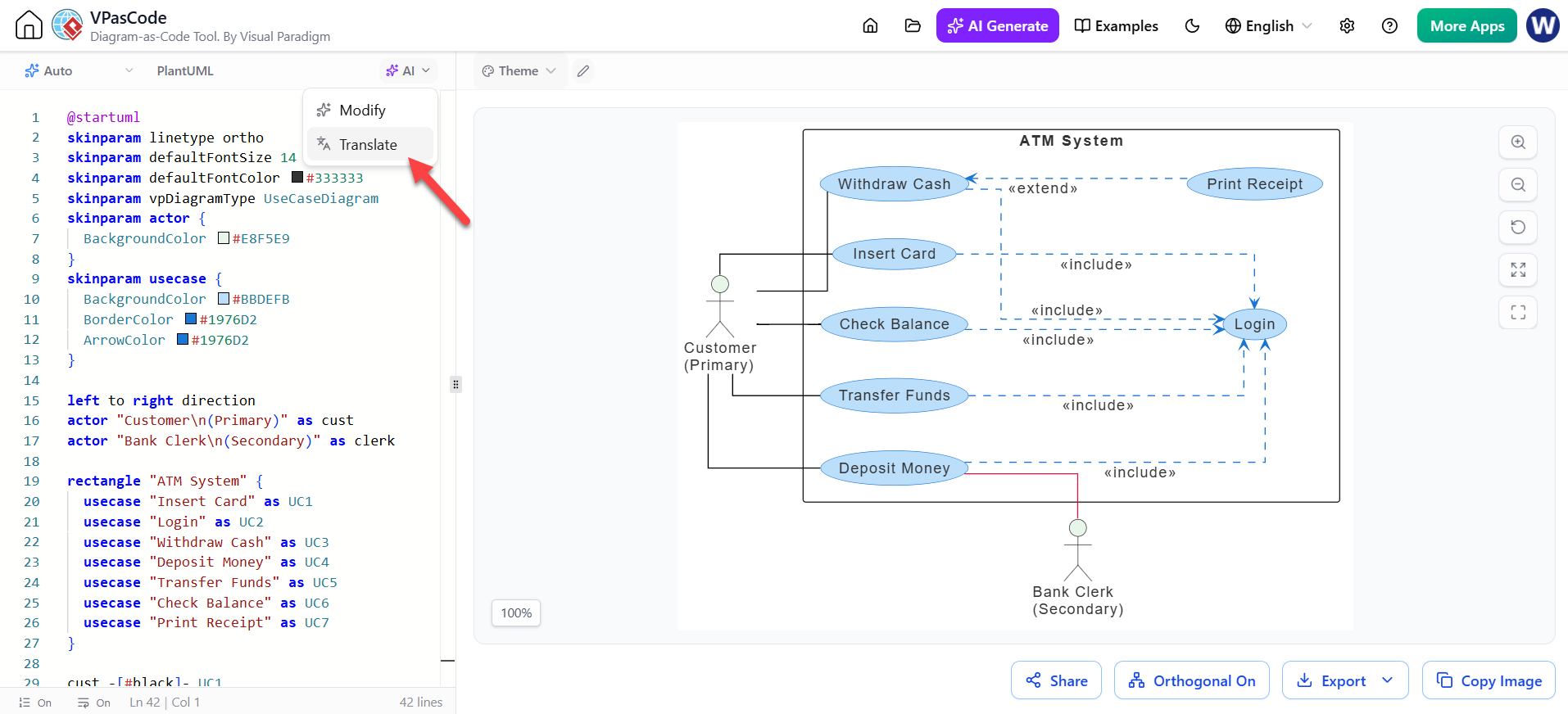 Visual Paradigm VPasCode: AI-Powered Diagram Translation Example