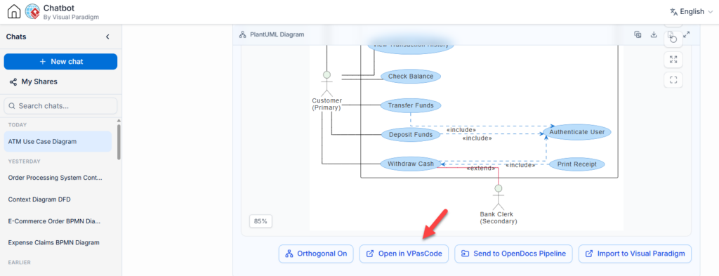 ATM Use Case Diagram with PlantUML