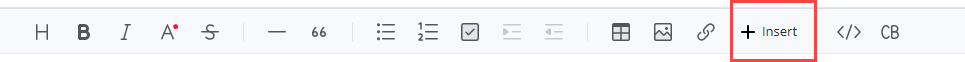 The Insert button in the top bar of the document editor