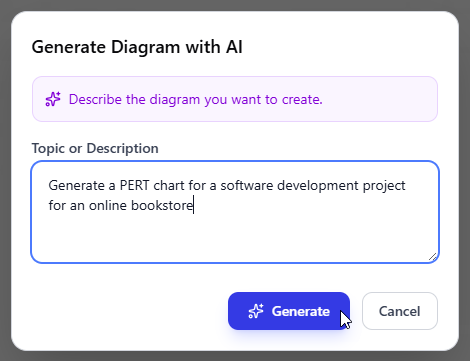 Describing the project problem and clicking Generate